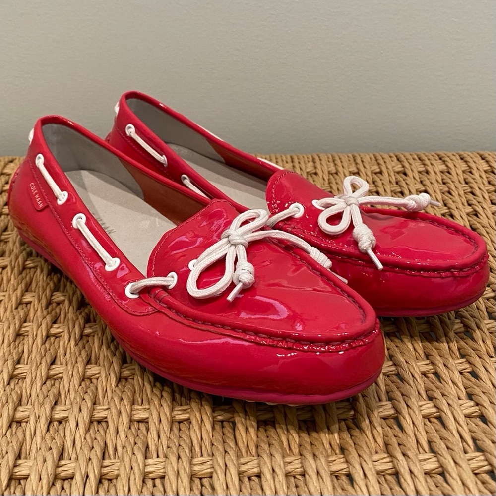 Cole Haan Pink and White Driving Moccasin Loafers